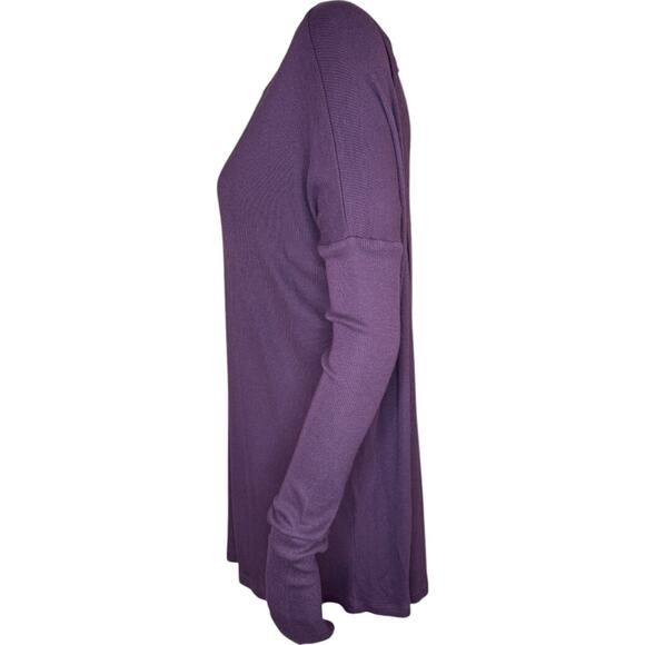 H by Bordeaux Women' Medium Purple Long Sleeve Top Ribbed Knit Stretch Open Back - Picture 5 of 14